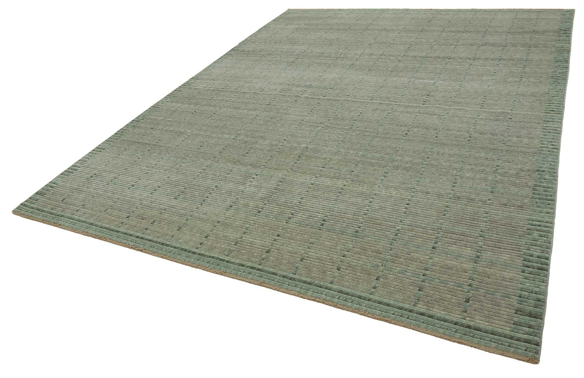 Veltos Adaçayı Yeşil Gri Modern Geometrik El Dokuma Halı 267x357 cm – doku yakın çekim
