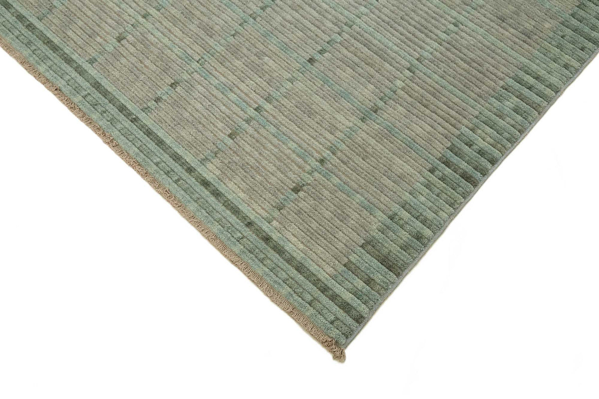 Veltos Adaçayı Yeşil Gri Modern Geometrik El Dokuma Halı 267x357 cm – detay görünümü
