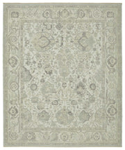 Veltos Beyaz ve Gri Çiçek Desenli Yün El Dokuma Halı 307x375 cm