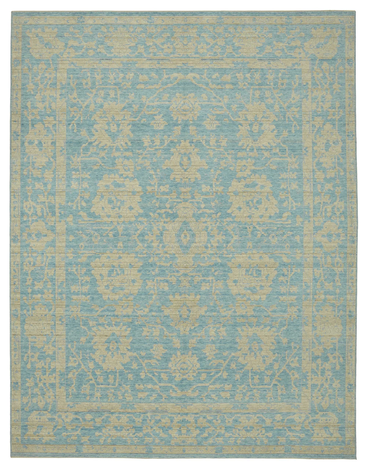 Veltos El Dokuma Uşak Halısı Turkuaz ve Bej Madalyonlu 298x386 cm