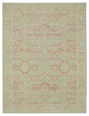 Veltos Yeşil Madalyon Desenli Pamuk ve Yün El Dokuma Halı 288x379 cm