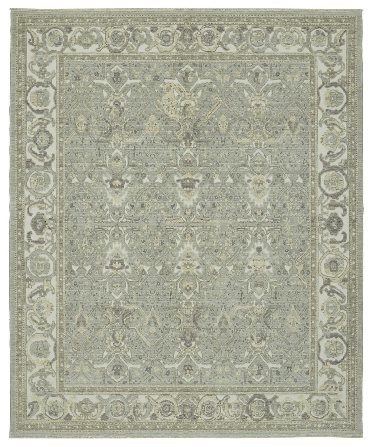 Veltos Gri Bej Madalyon Desenli El Dokuma Halı 275x372 cm