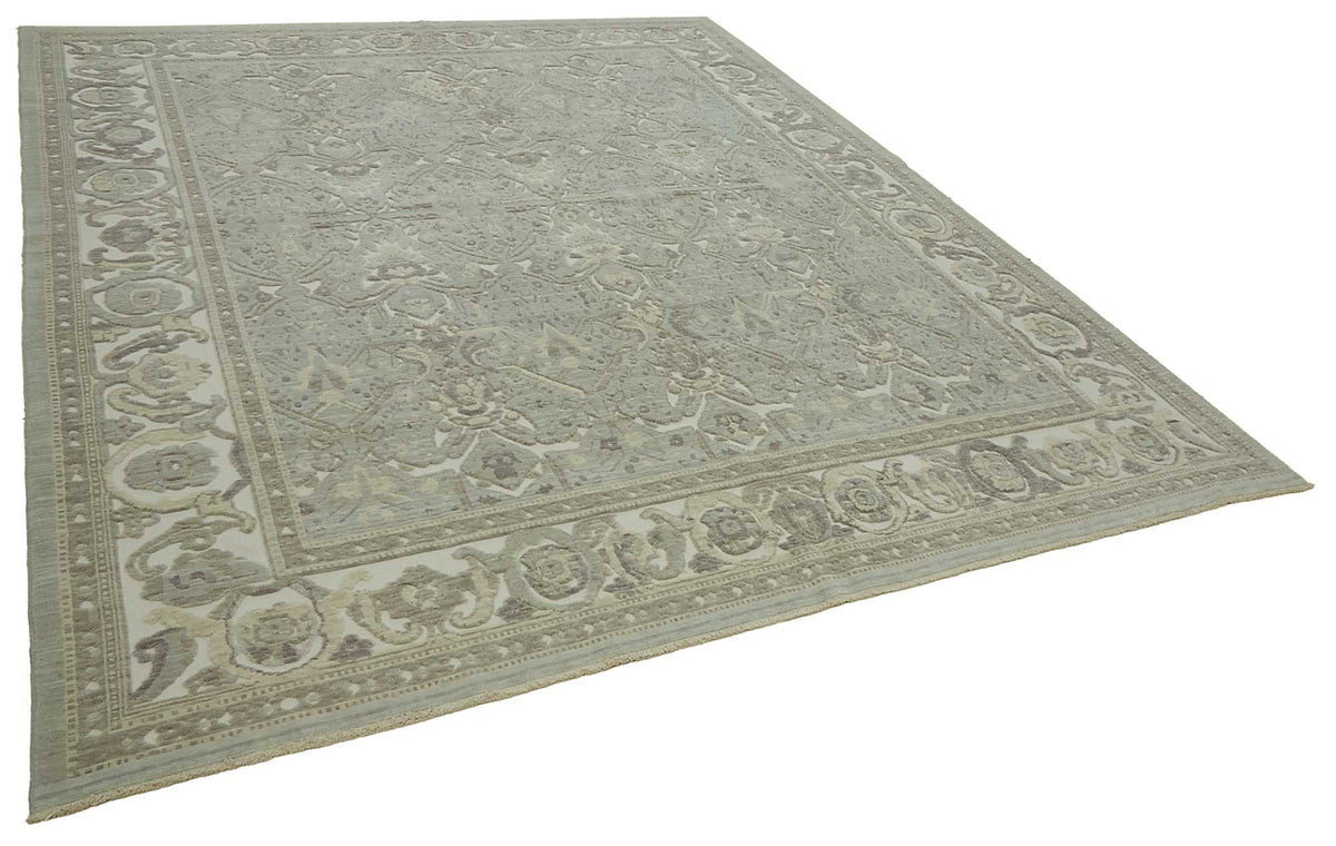 Veltos Gri Bej Madalyon Desenli El Dokuma Halı 275x372 cm – genel görünüm