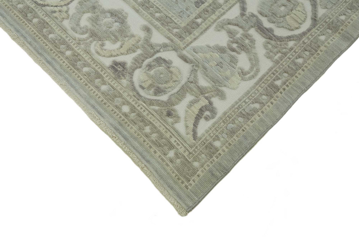 Veltos Gri Bej Madalyon Desenli El Dokuma Halı 275x372 cm – detay görünümü