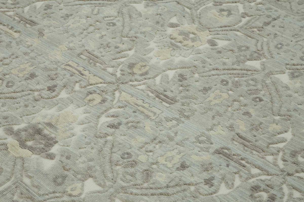 Veltos Gri Bej Madalyon Desenli El Dokuma Halı 275x372 cm – mekânda kullanım