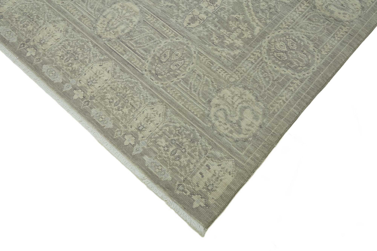 Veltos Gri Bej Madalyon Göbek El Dokuma Halı 283x365 cm – detay görünümü