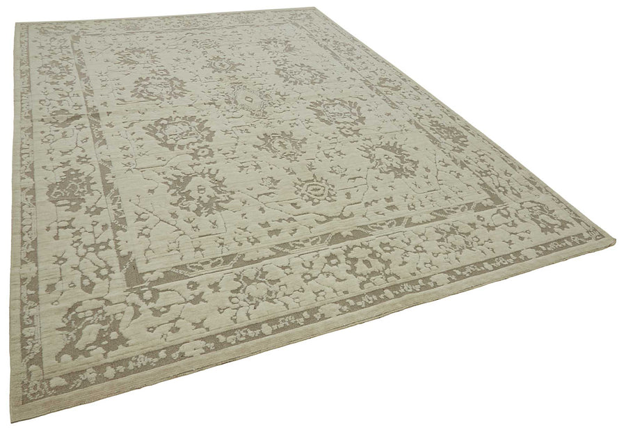 Veltos Bej Gri Madalyon Yün El Dokuma Halı 265x378 cm – genel görünüm