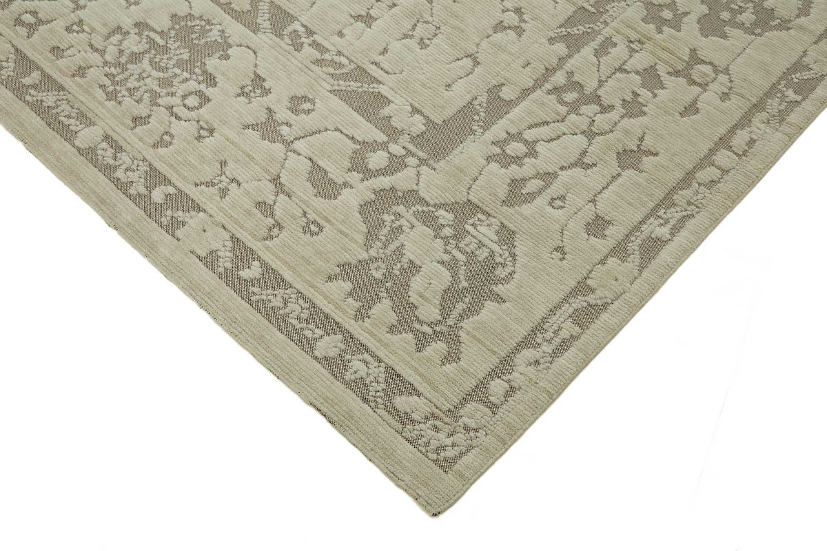 Veltos Bej Gri Madalyon Yün El Dokuma Halı 265x378 cm – detay görünümü