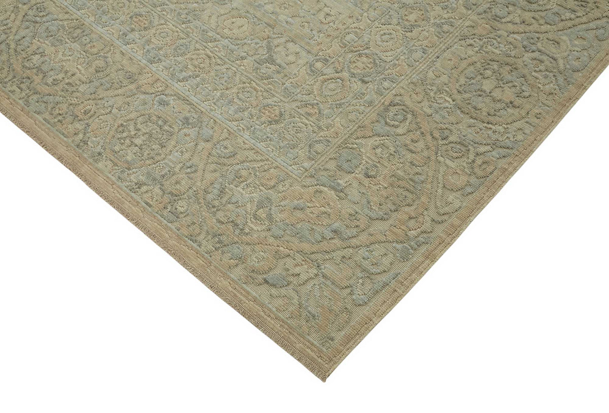 Veltos Bej Gri Madalyonlu Yün El Dokuma Uşak Halısı 277x350 cm – detay görünümü
