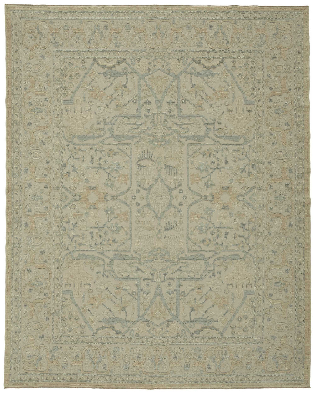 Veltos Madalyon Desenli Gri Bej Uşak Halısı 277x345 cm 47792