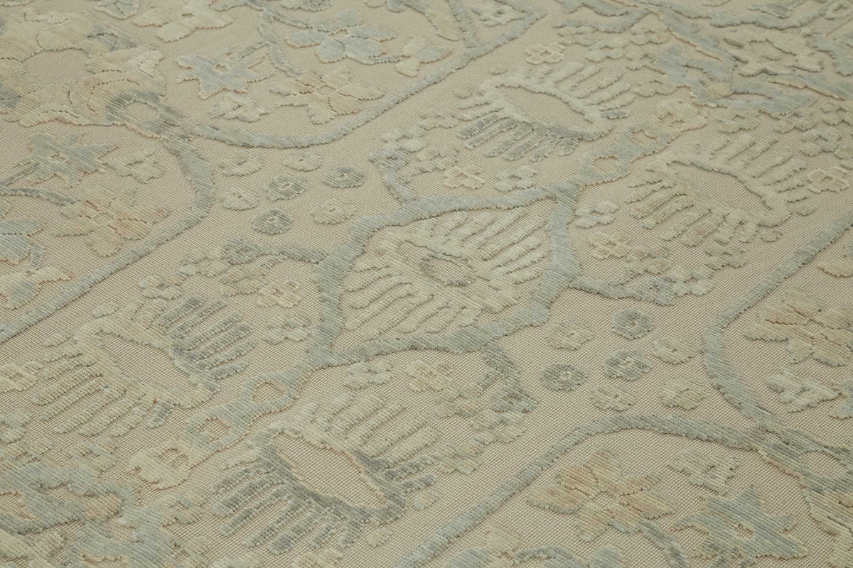 Veltos Madalyon Desenli Gri Bej Uşak Halısı 277x345 cm 47792 – mekânda kullanım