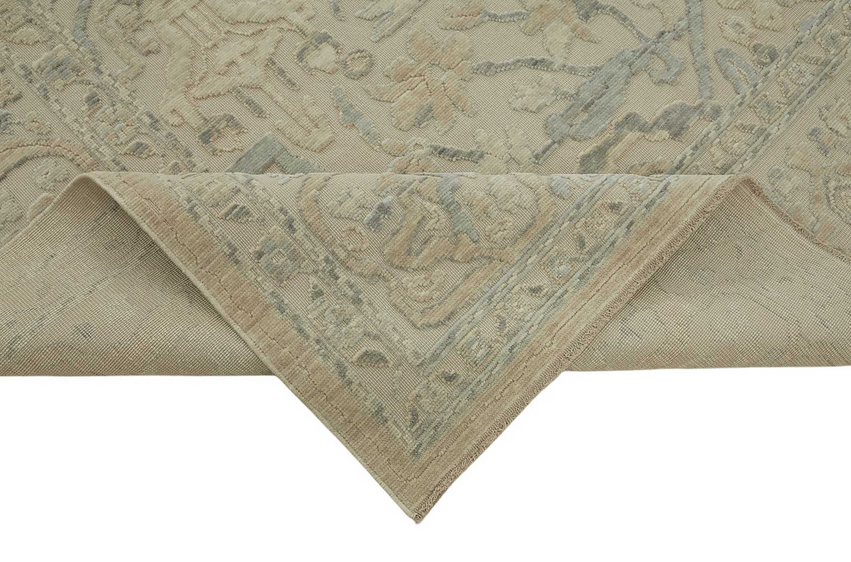 Veltos Madalyon Desenli Gri Bej Uşak Halısı 277x345 cm 47792 – kenar detayı
