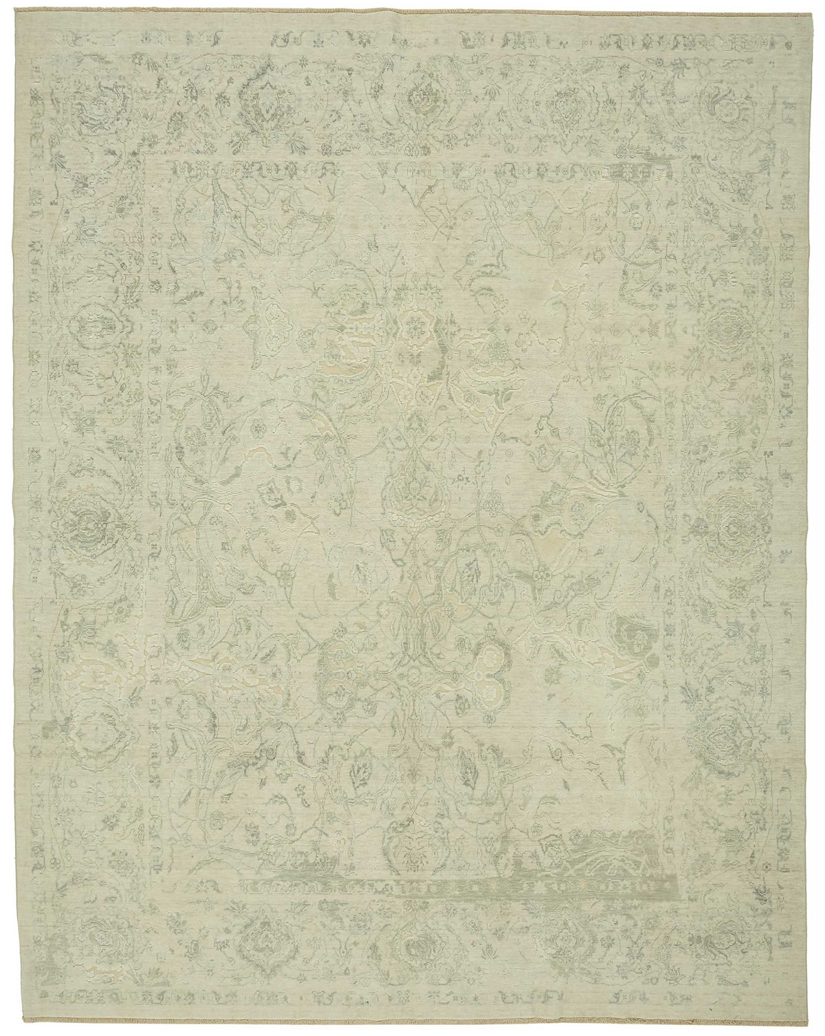 Veltos Uşak Bej Gri Çiçek Desenli El Dokuma Halı 282x356 cm 47799