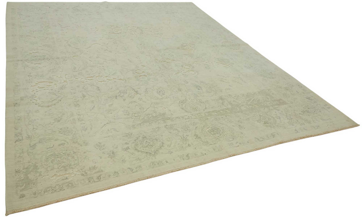 Veltos Uşak Bej Gri Çiçek Desenli El Dokuma Halı 282x356 cm 47799 – genel görünüm