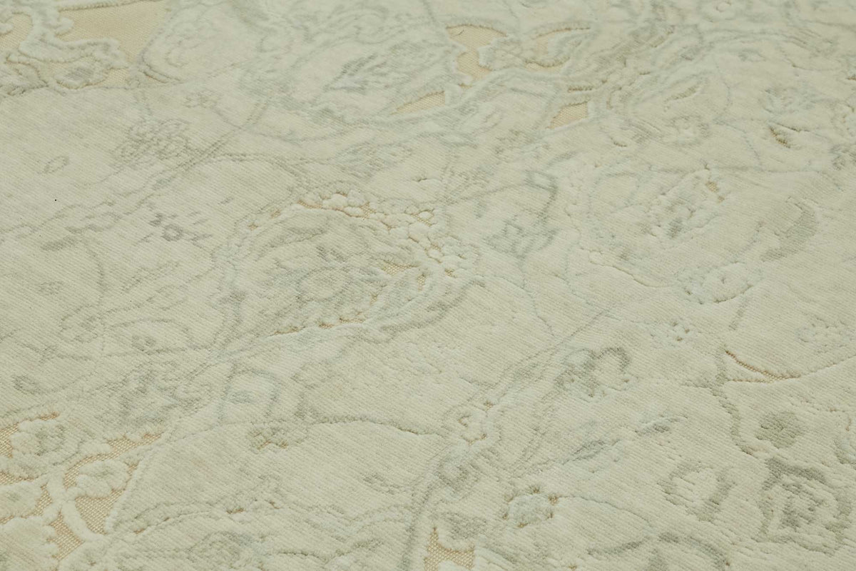 Veltos Uşak Bej Gri Çiçek Desenli El Dokuma Halı 282x356 cm 47799 – mekânda kullanım