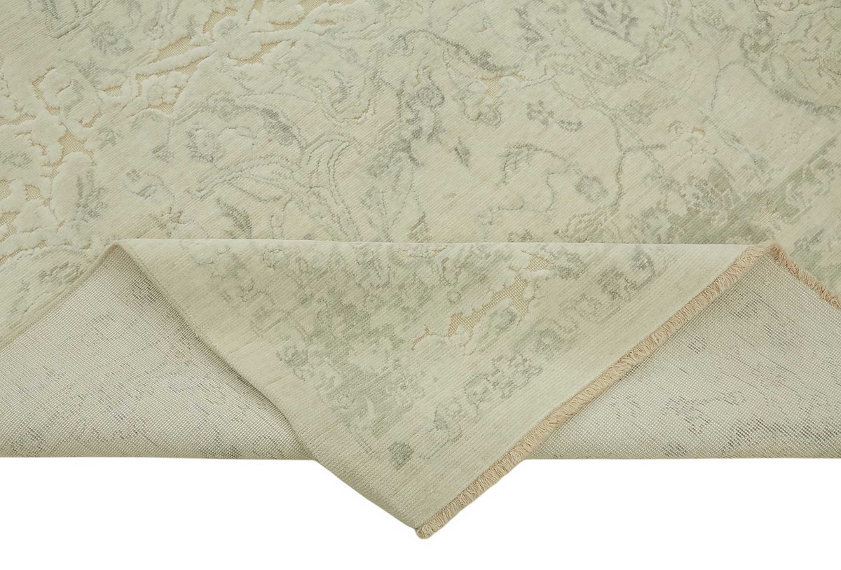 Veltos Uşak Bej Gri Çiçek Desenli El Dokuma Halı 282x356 cm 47799 – kenar detayı