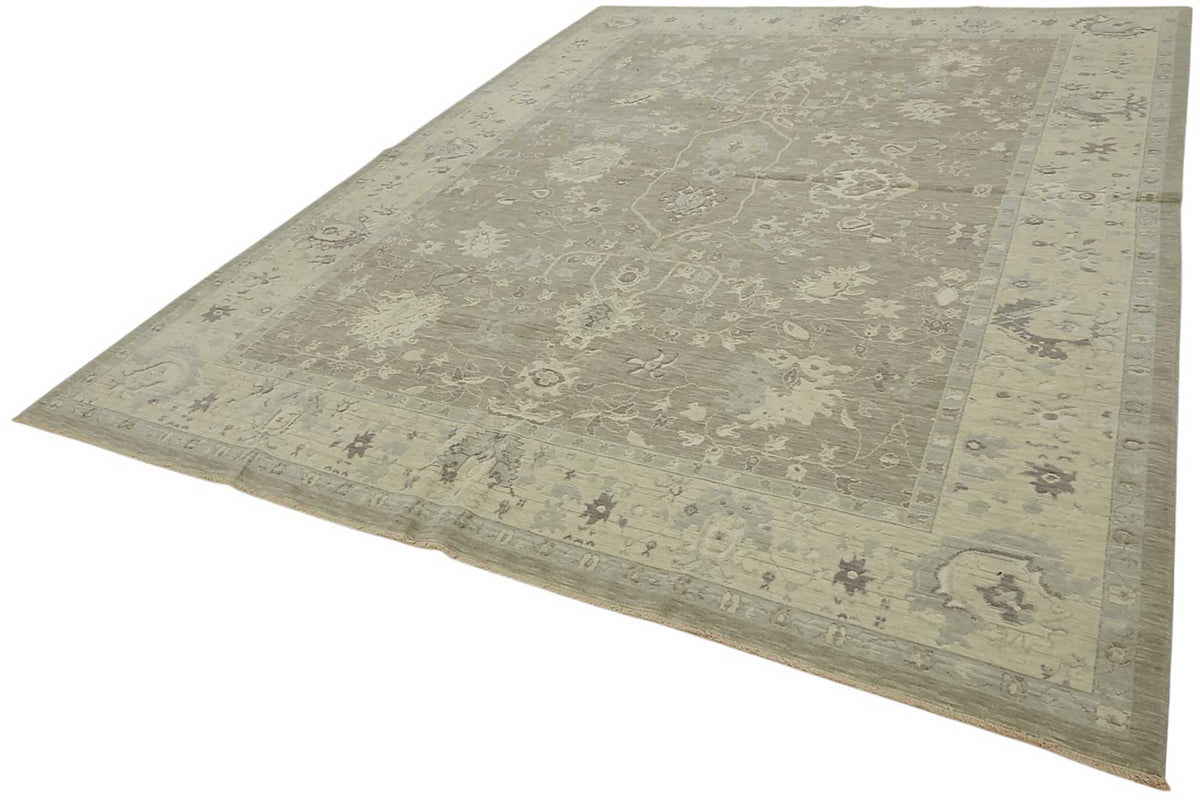 Veltos Gri Bej Çiçekli Klasik El Dokuma Halı 261x350 cm – doku yakın çekim