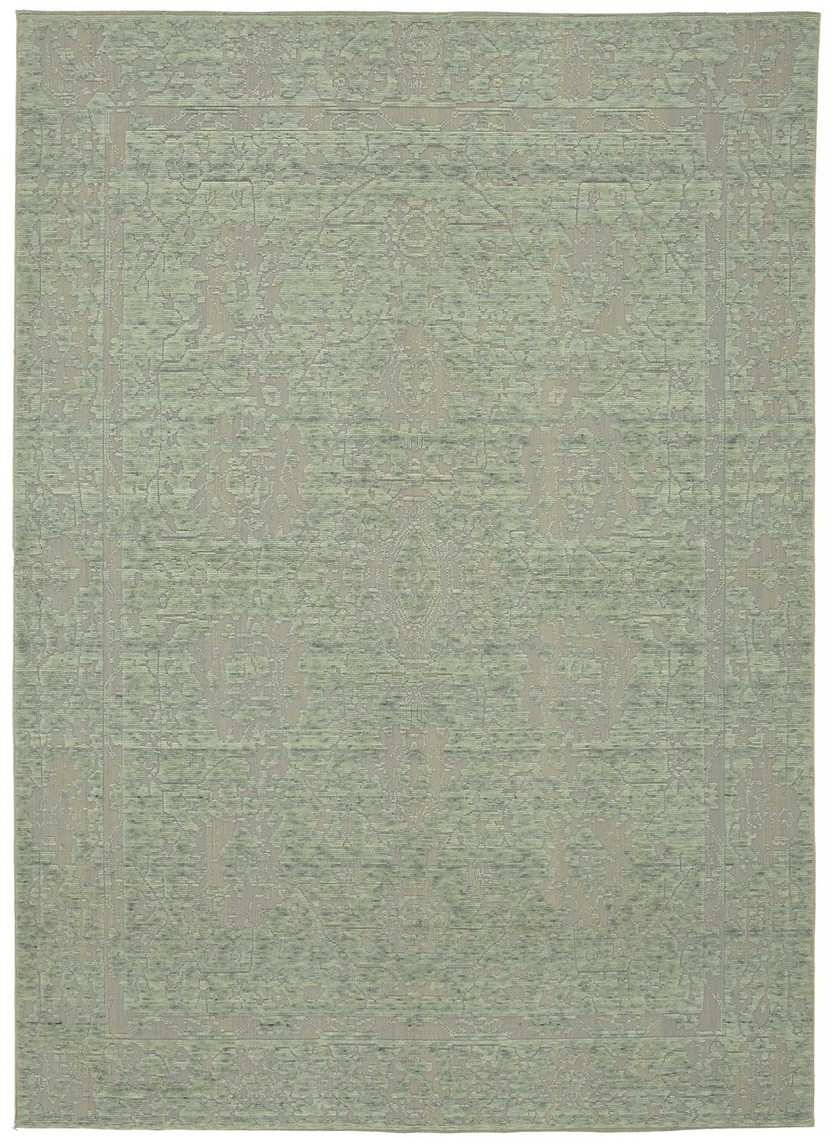 Veltos Yeşil Gri Soyut Desenli Yün El Dokuma Halı 260x360 cm
