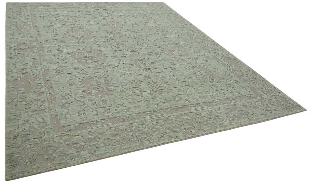 Veltos Yeşil Gri Soyut Desenli Yün El Dokuma Halı 260x360 cm – genel görünüm
