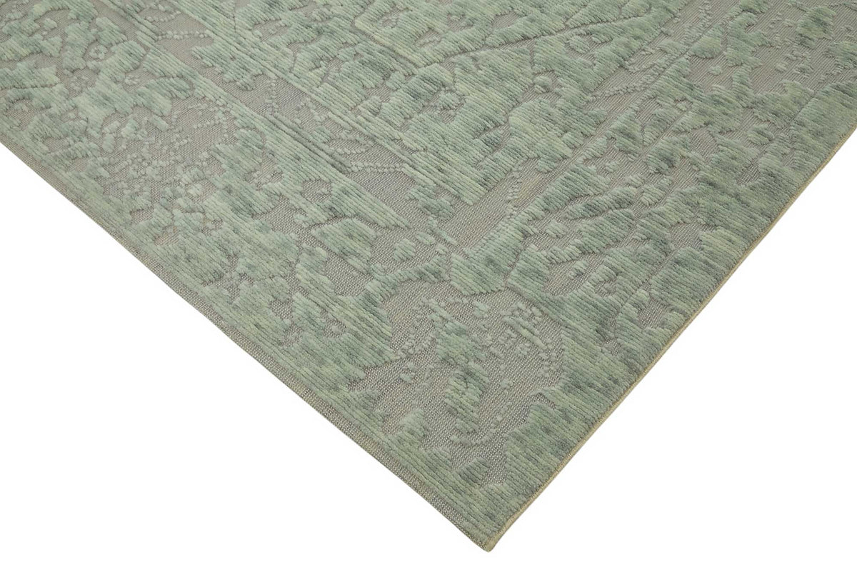 Veltos Yeşil Gri Soyut Desenli Yün El Dokuma Halı 260x360 cm – detay görünümü