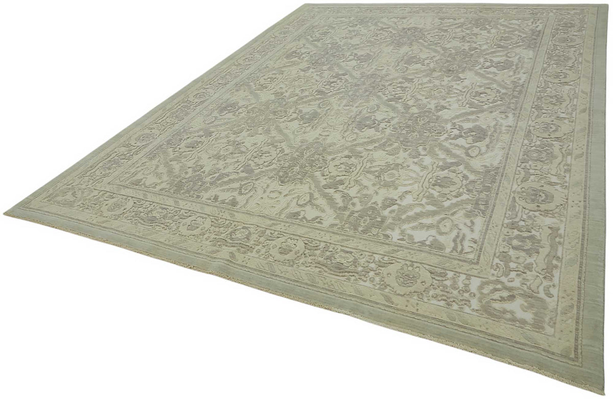 Veltos Açık Gri Halı El Dokuma Madalyon Desenli 272x355 cm 47807 – doku yakın çekim
