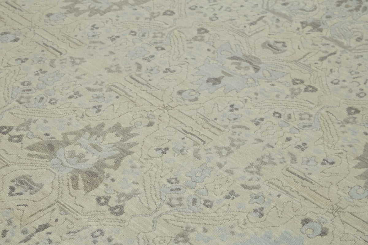 Veltos Açık Gri Halı Uşak El Dokuma Madalyon Desenli 274x330 cm 47808 – mekânda kullanım