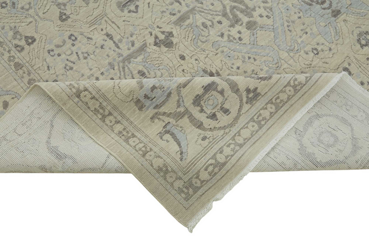 Veltos Açık Gri Halı Uşak El Dokuma Madalyon Desenli 274x330 cm 47808 – kenar detayı