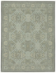 Veltos Gri Mavi Madalyon Desenli Yün El Dokuma Halı 269x356 cm