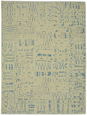 Veltos Bej Mavi Modern Soyut Yün Pamuk El Dokuma Halı 266x352 cm