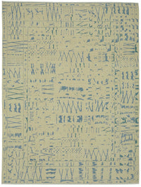 Veltos Bej Mavi Modern Soyut Yün Pamuk El Dokuma Halı 266x352 cm