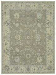 Veltos Çiçek Desenli Açık Gri ve Krem El Dokuma Halı 256x346 cm