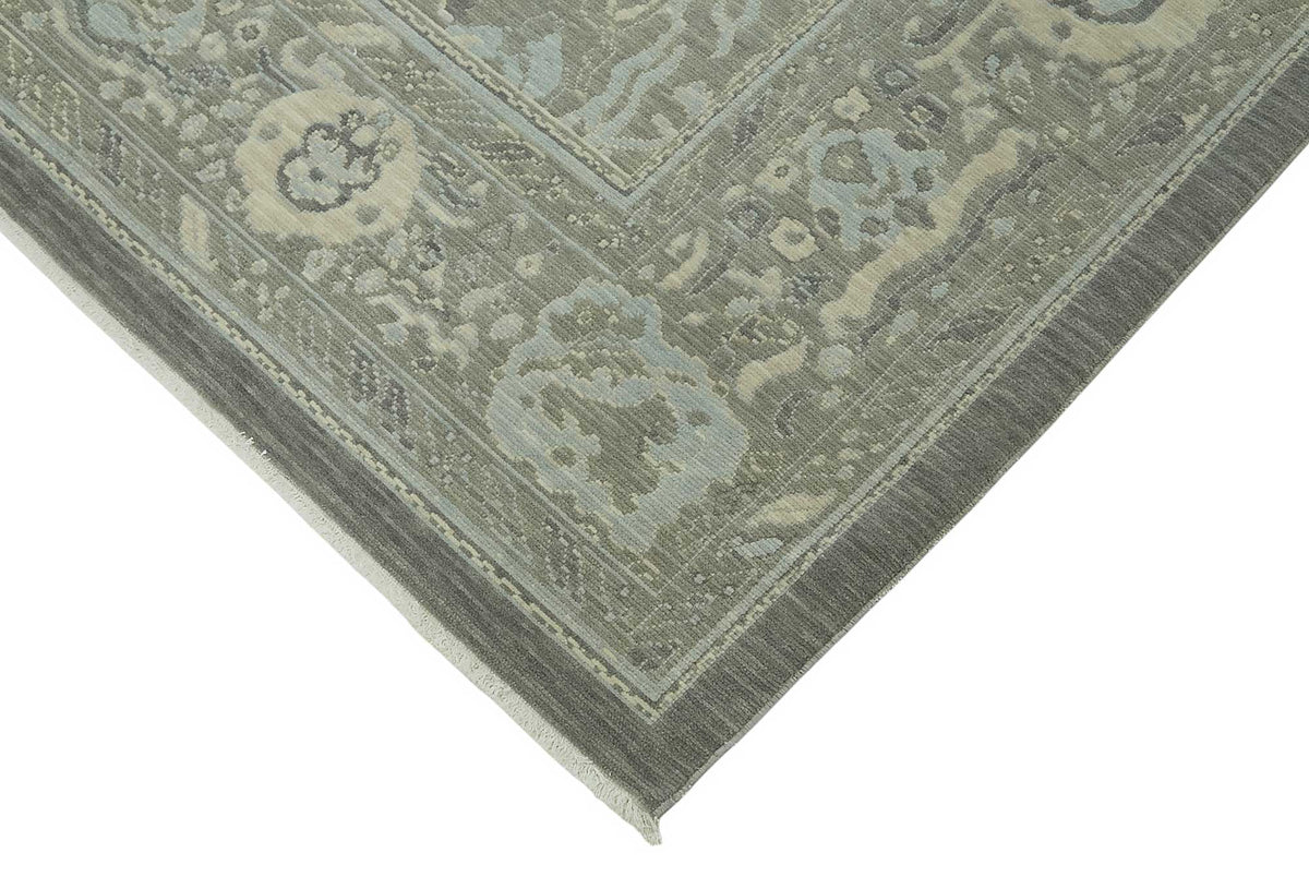 Veltos Mavi Gri Madalyon Klasik El Dokuma Halı 272x355 cm – detay görünümü