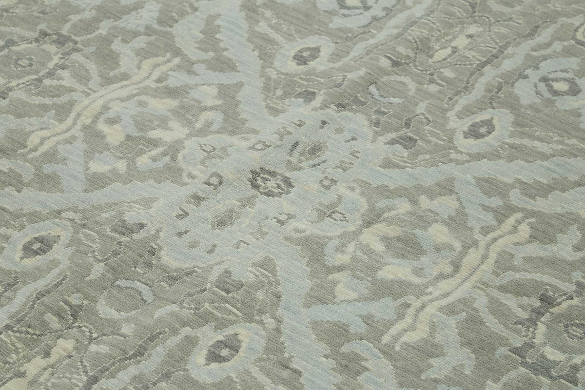Veltos Mavi Gri Madalyon Klasik El Dokuma Halı 272x355 cm – mekânda kullanım