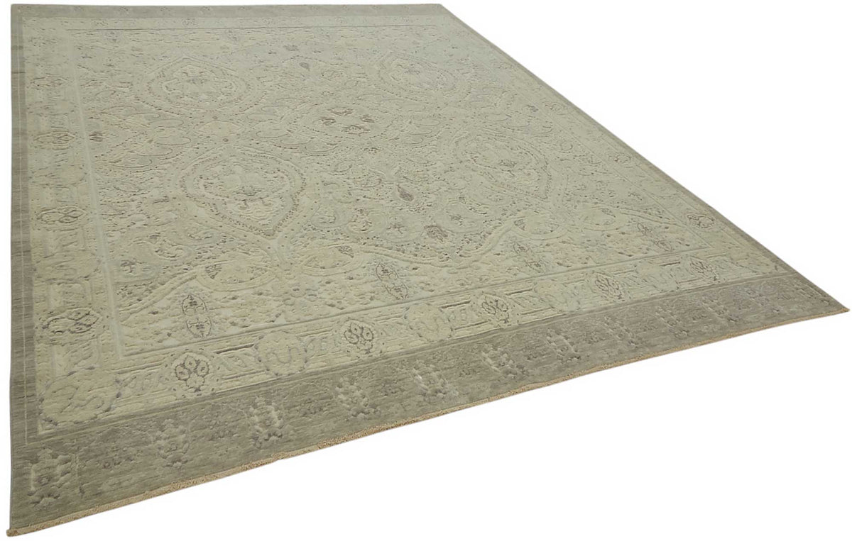 Veltos Uşak Halı Bej Antrasit Madalyon Desenli El Dokuma 279x360 cm – genel görünüm