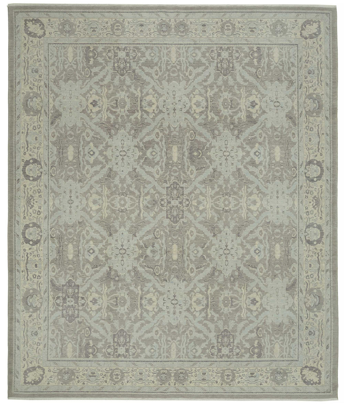 Veltos Açık Gri Halı Klasik Madalyon Desenli El Dokuma 305x370 cm