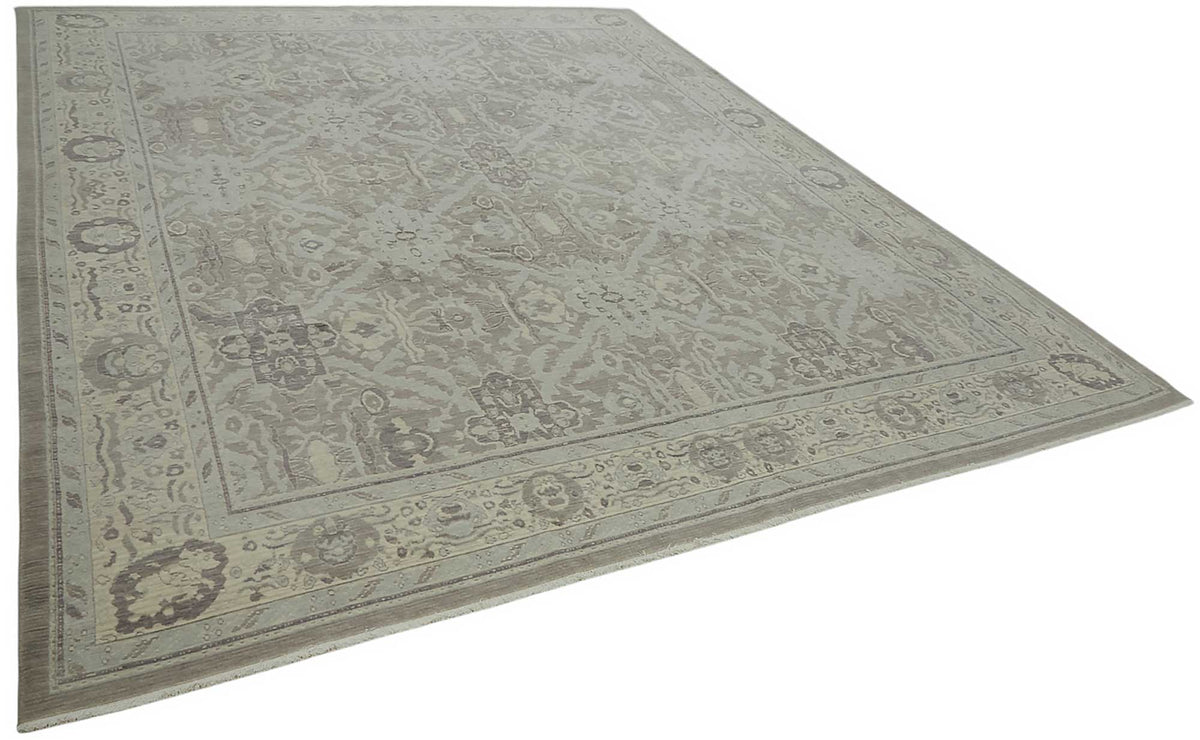 Veltos Açık Gri Halı Klasik Madalyon Desenli El Dokuma 305x370 cm – genel görünüm
