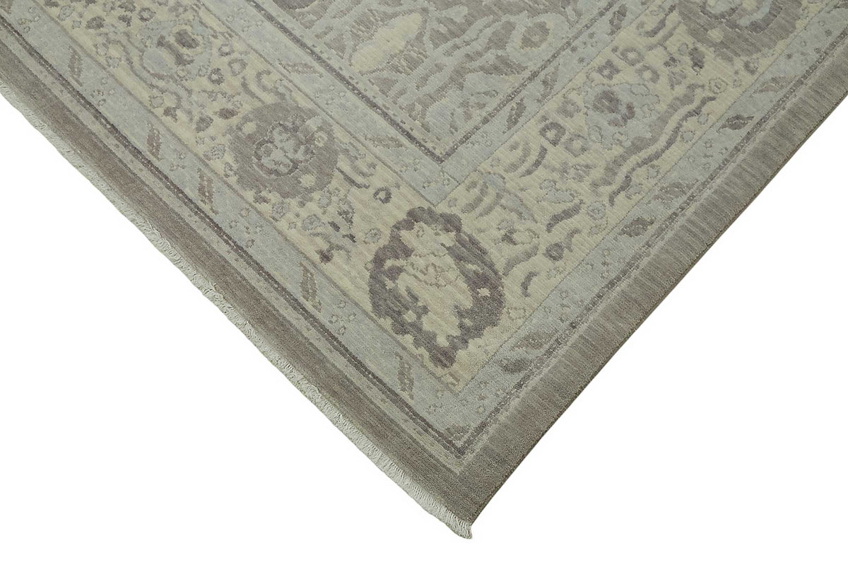 Veltos Açık Gri Halı Klasik Madalyon Desenli El Dokuma 305x370 cm – detay görünümü