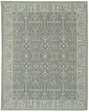 Veltos Gri Mavi Geometrik Desenli Yün Pamuk El Dokuma Halı 294x373 cm