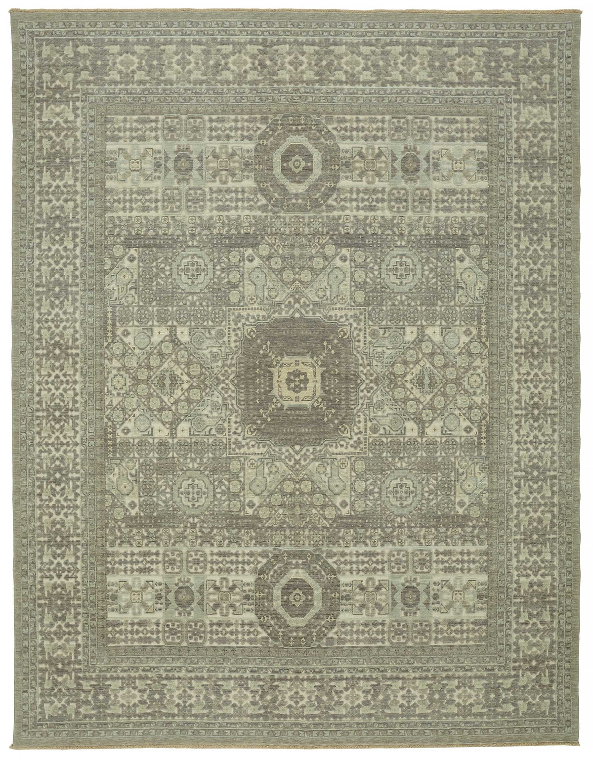 Veltos Gri Bej Geometrik Klasik El Dokuma Halı 293x374 cm