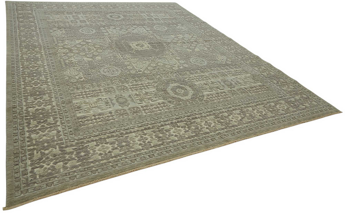 Veltos Gri Bej Geometrik Klasik El Dokuma Halı 293x374 cm – genel görünüm
