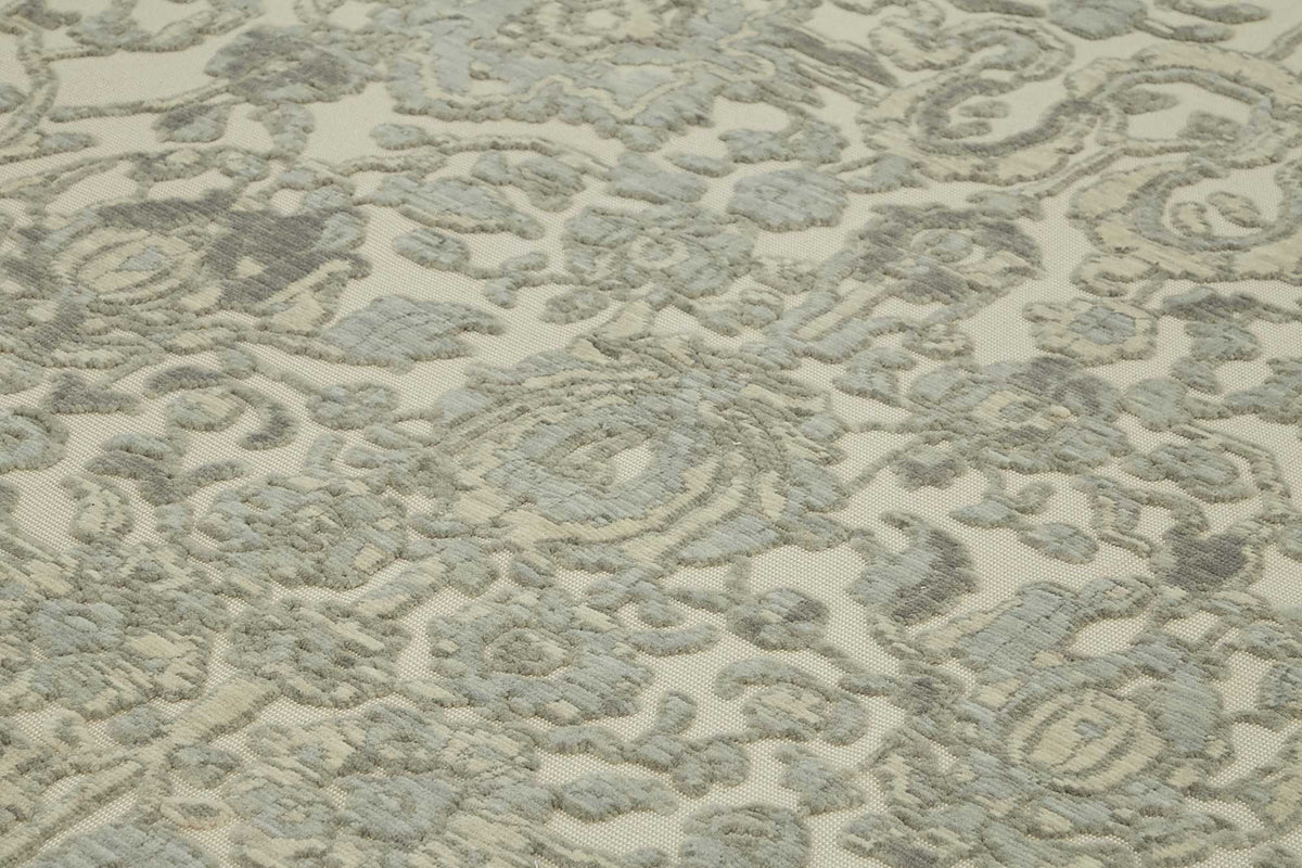Veltos Bej Gri Çiçek Desenli Klasik Uşak El Dokuma Halı 305x375 cm – mekânda kullanım