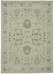 Veltos Düz Gri Bej Çiçekli Yün El Dokuma Halı 270x377 cm