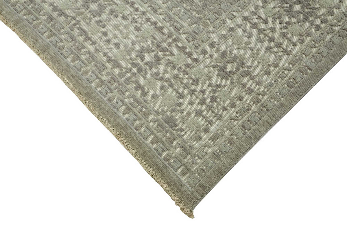 Veltos Gri Bej Geometrik Desenli Modern El Dokuma Halı 295x376 cm – detay görünümü