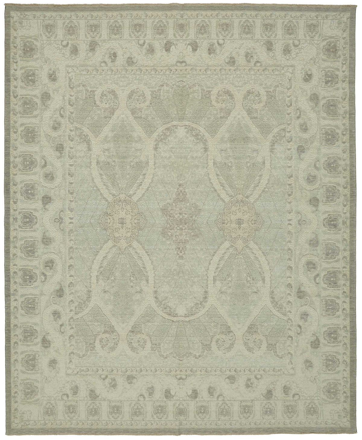 Veltos Uşak Düz Dokuma Açık Gri Madalyon Desenli Halı 307x374 cm 47829