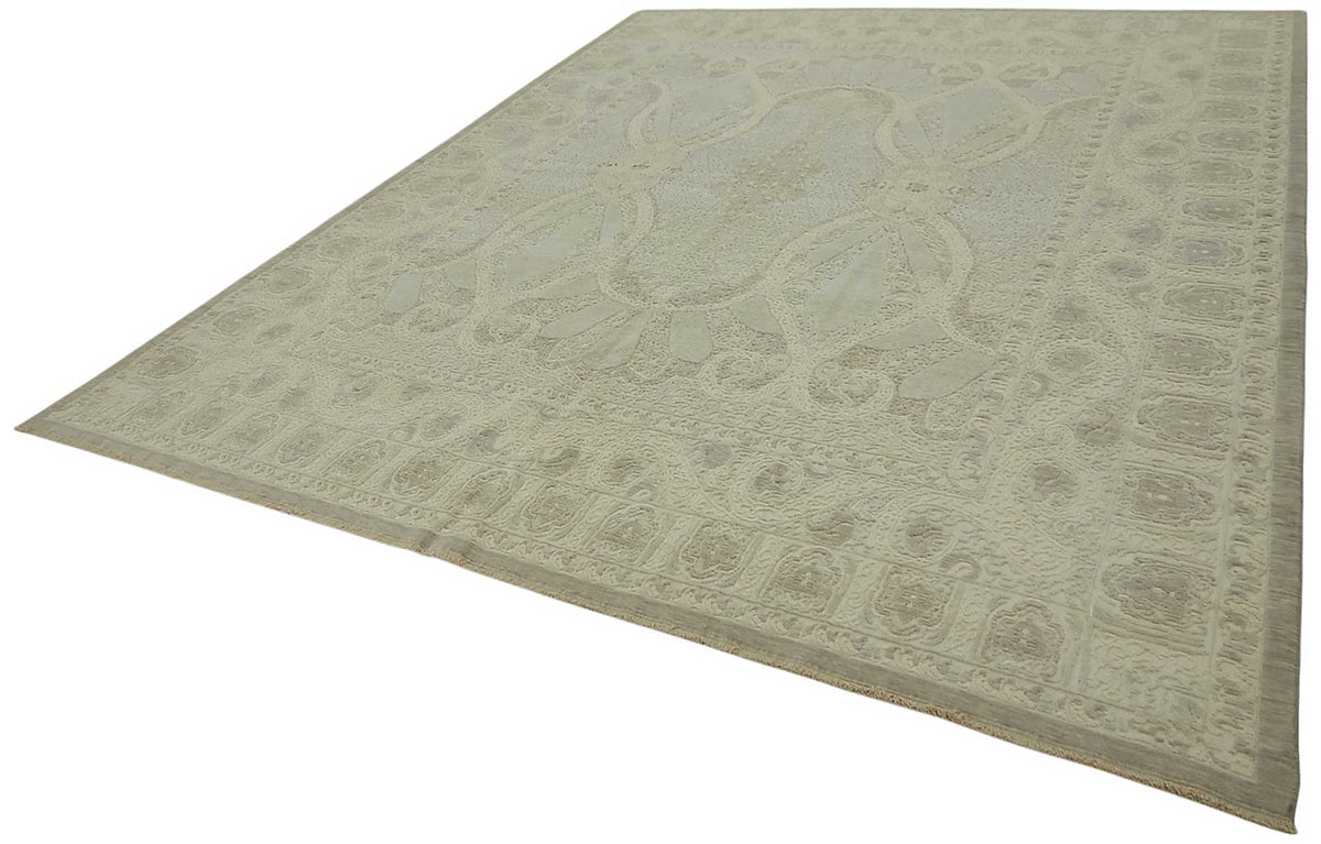 Veltos Uşak Düz Dokuma Açık Gri Madalyon Desenli Halı 307x374 cm 47829 – doku yakın çekim