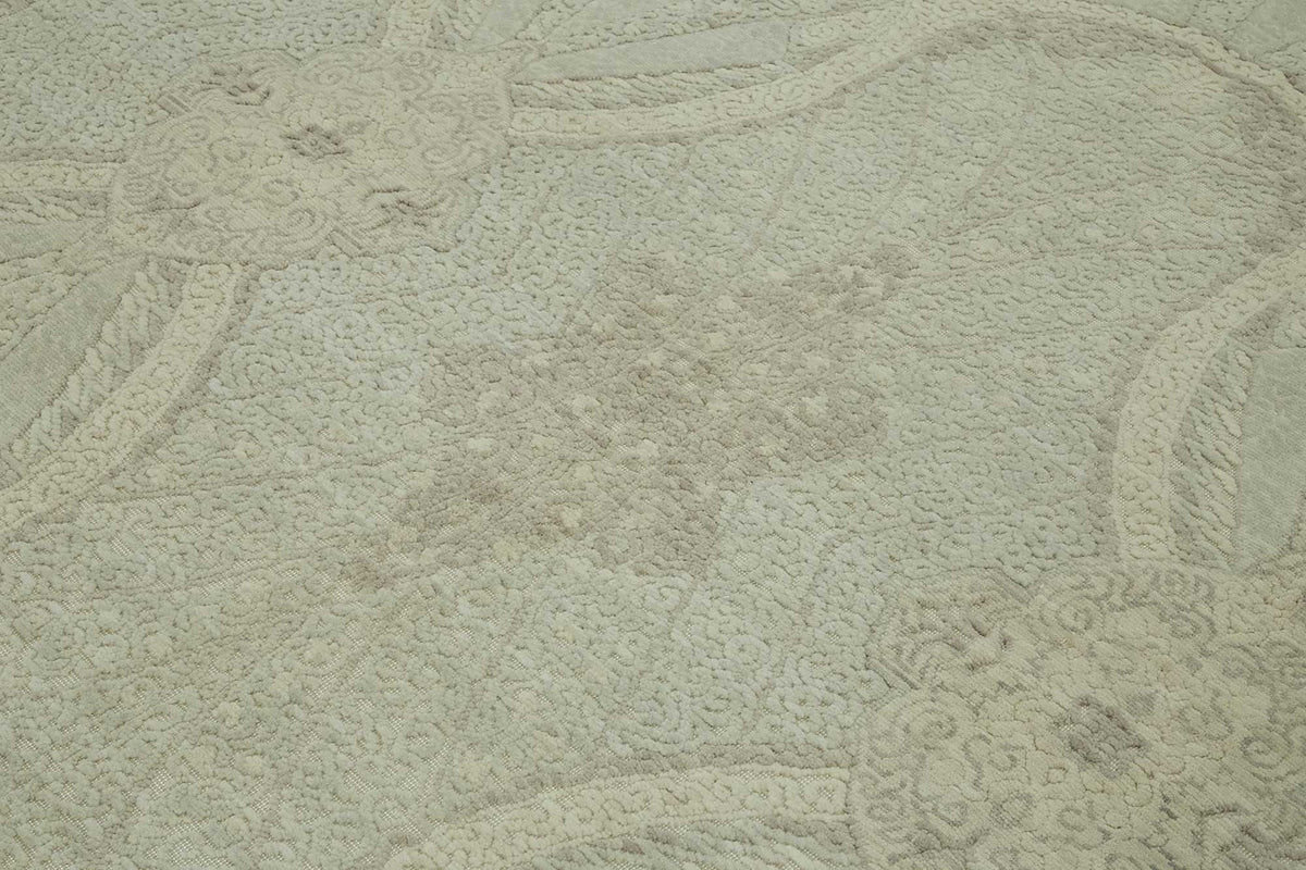 Veltos Uşak Düz Dokuma Açık Gri Madalyon Desenli Halı 307x374 cm 47829 – mekânda kullanım