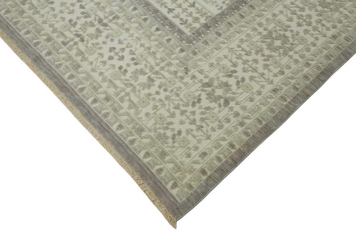Veltos Açık Gri Geometrik Desenli Yün El Dokuma Halı 294x375 cm – detay görünümü