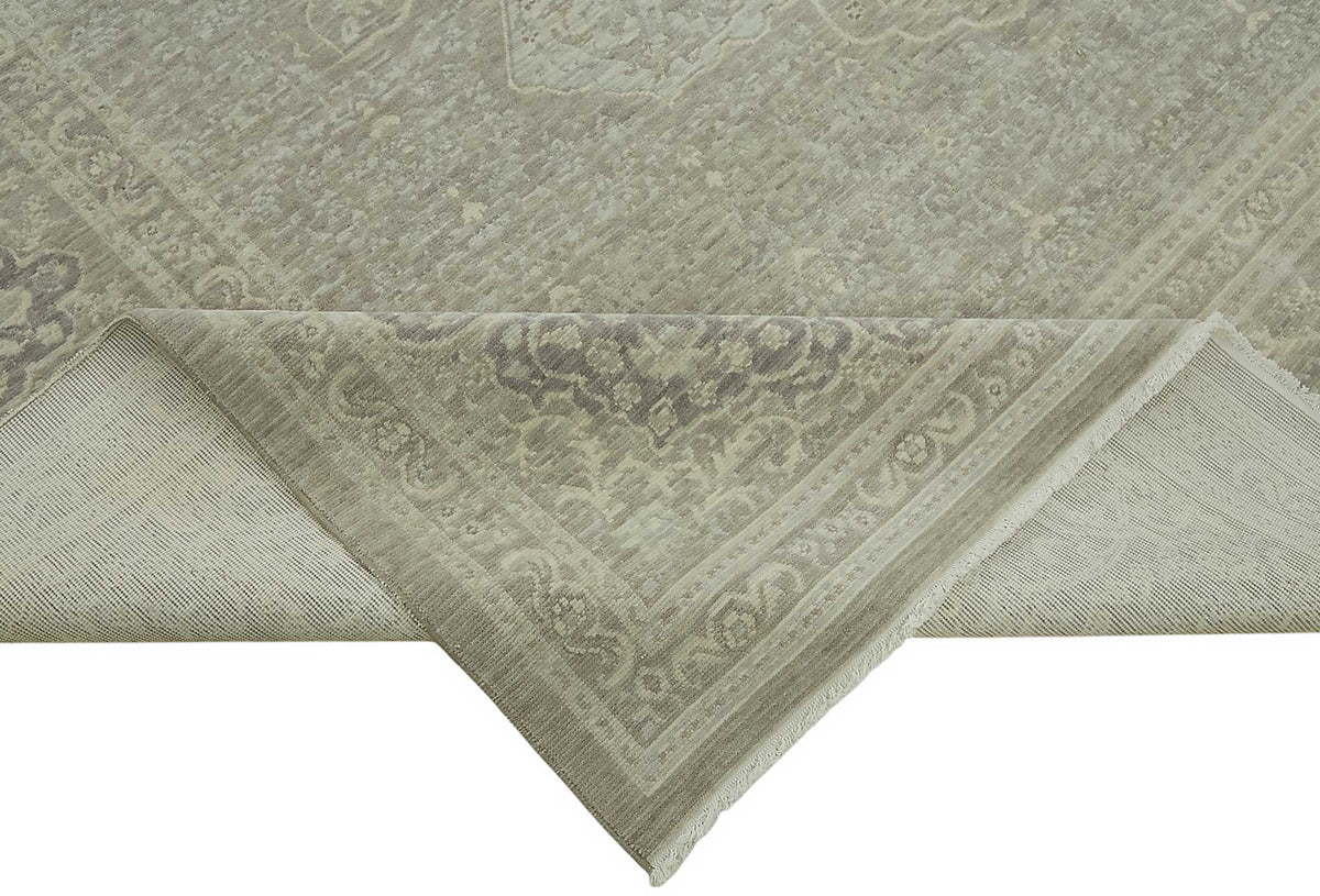 Veltos Açık Gri Halı El Dokuma Klasik Madalyonlu 283x376 cm – kenar detayı