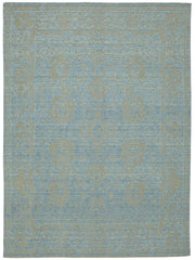 Veltos Uşak Açık Mavi Madalyon Desenli El Dokuma Halı 281x382 cm