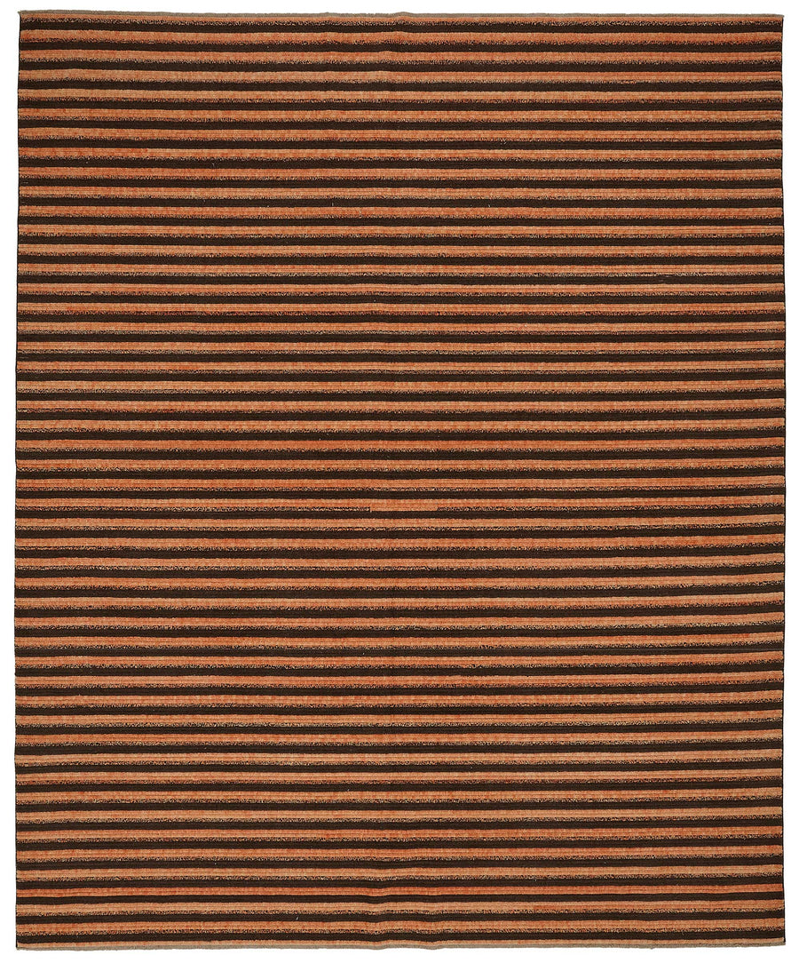 Veltos Koyu Kahverengi Halı Modern Çizgili El Dokuma 303x366 cm